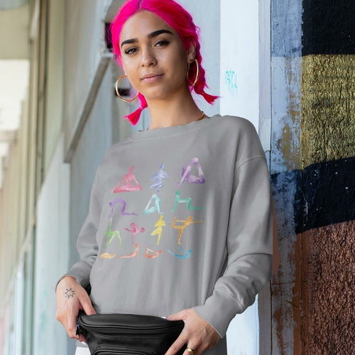Yoga Theme Crewneck Sweatshirt