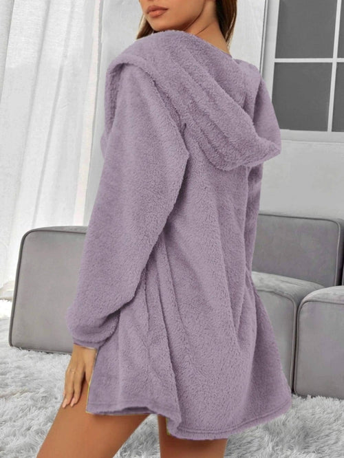 Suits 3pcs Winter Solid Color Double-sided Plush Warm Thickened Hooded